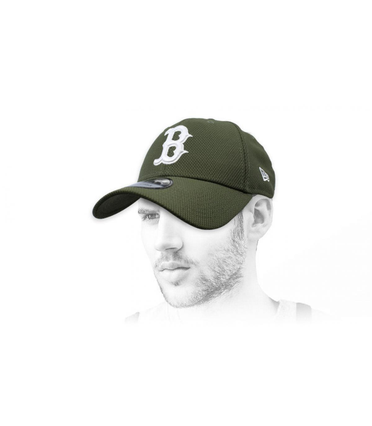 Berretto verde con diamante Boston Diamond Era 9Forty olive white